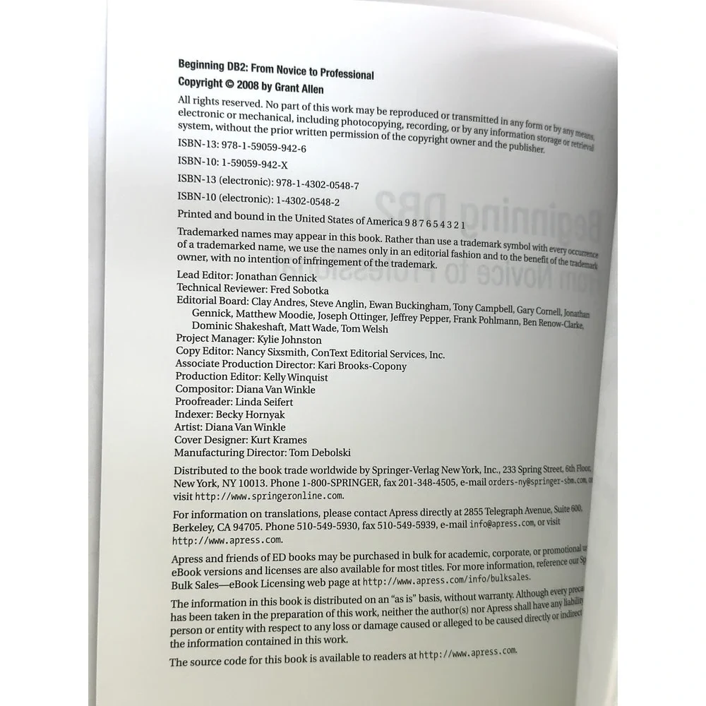 Beginning DB2: From Novice to Professional by Grant Allen English Hardcover Book